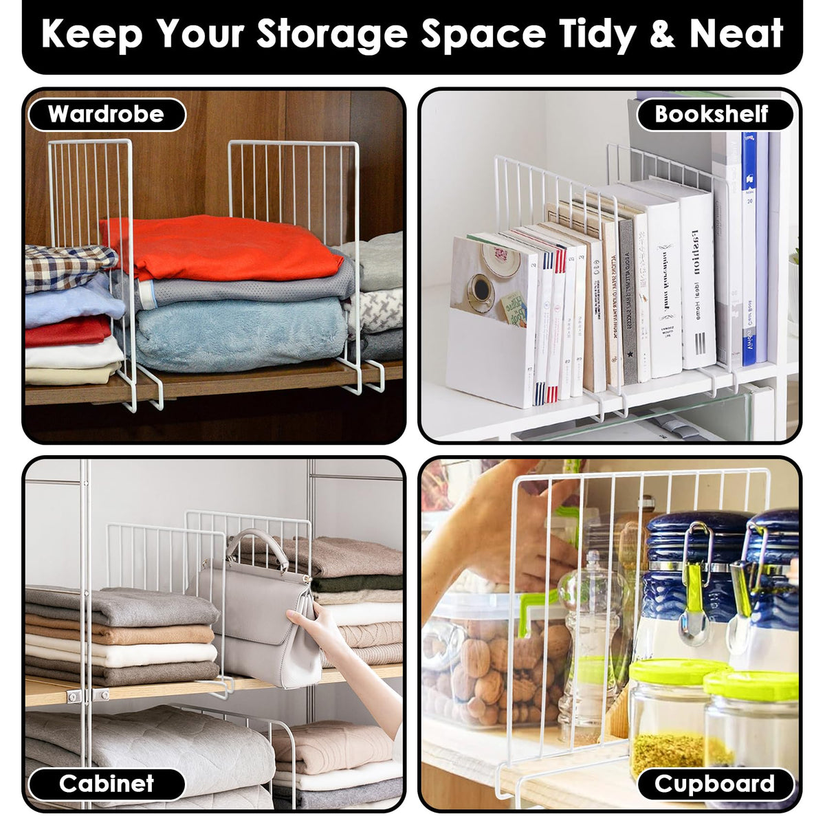 SSAWcasa bedroom closet setup with neatly separated items.