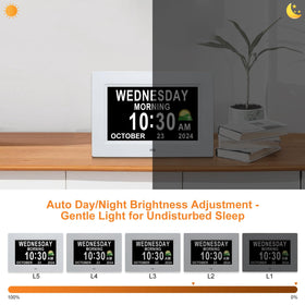 SSINI Digital Calendar automatic dimming reduces glare for evening use