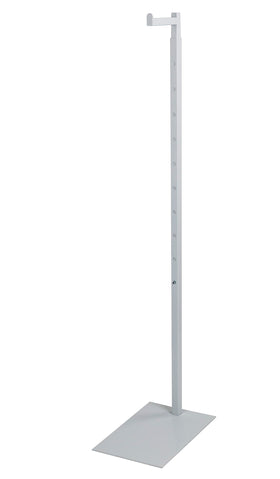 SSWBasics costumer stand front view highlights sleek white finish for boutique displays