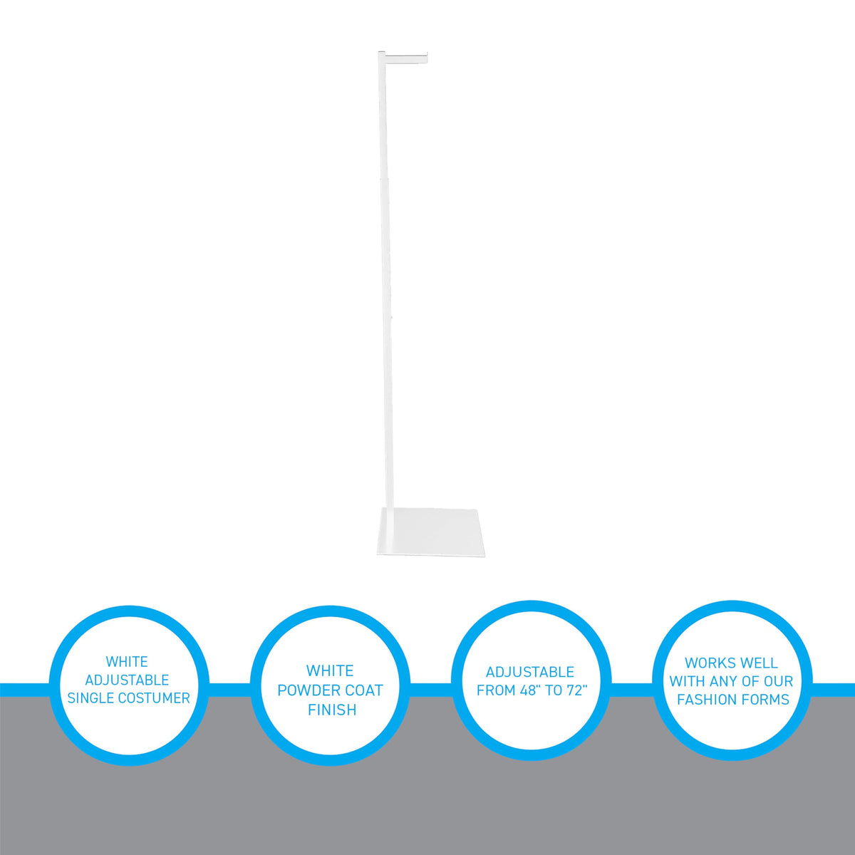 SSWBasics costumer stand adjustable height from 48 to 72 inches for flexible merchandising