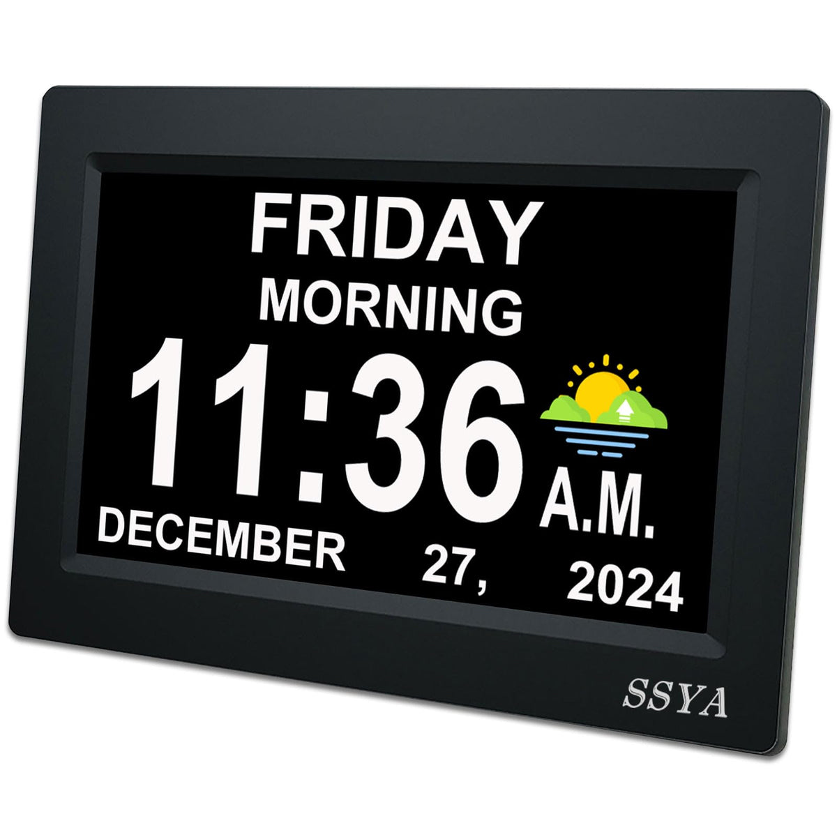 SSYA 7-inch calendar clock with clear display for easy time and date reading