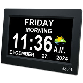 SSYA 7-inch calendar clock with clear display for easy time and date reading