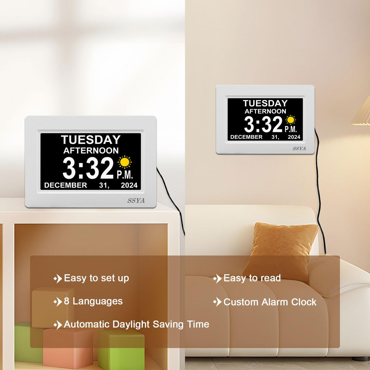 SSYA clock supports eight languages for multilingual users