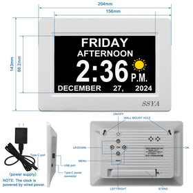 SSYA clock showing night dimming feature for comfortable viewing in dark rooms