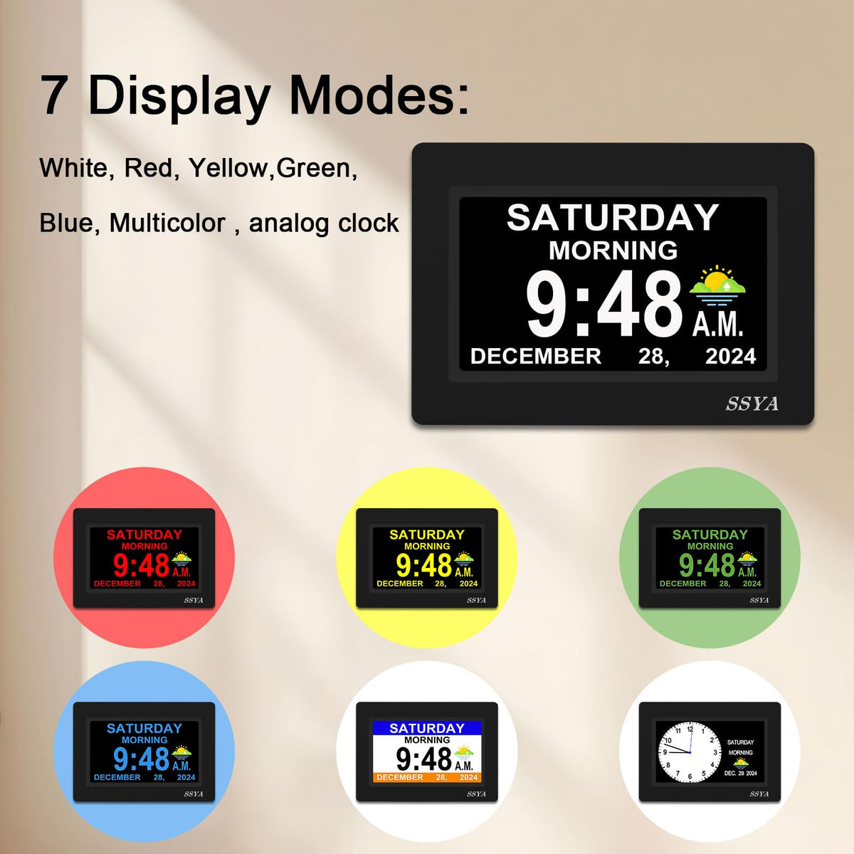 SSYA extra large impaired vision clock aids readability across a room