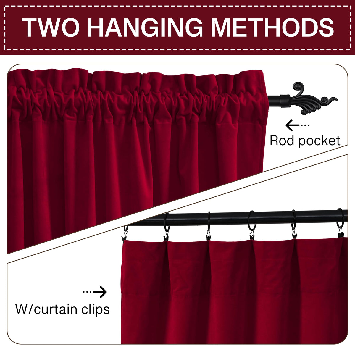StangH dark red curtains for living rooms enhance privacy and style.