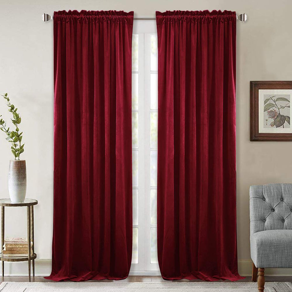 StangH Theater red velvet curtains, 52x84, elegant coverage and room darkening.
