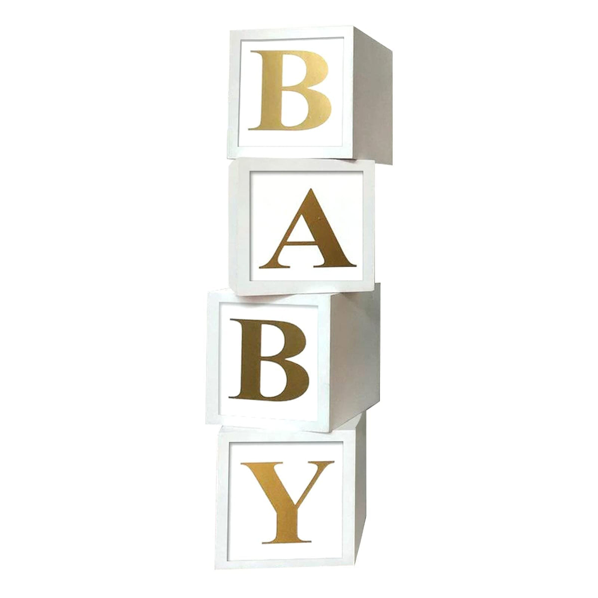 Staraise white-gold babyshower boxes 4pc set for chic backdrop.