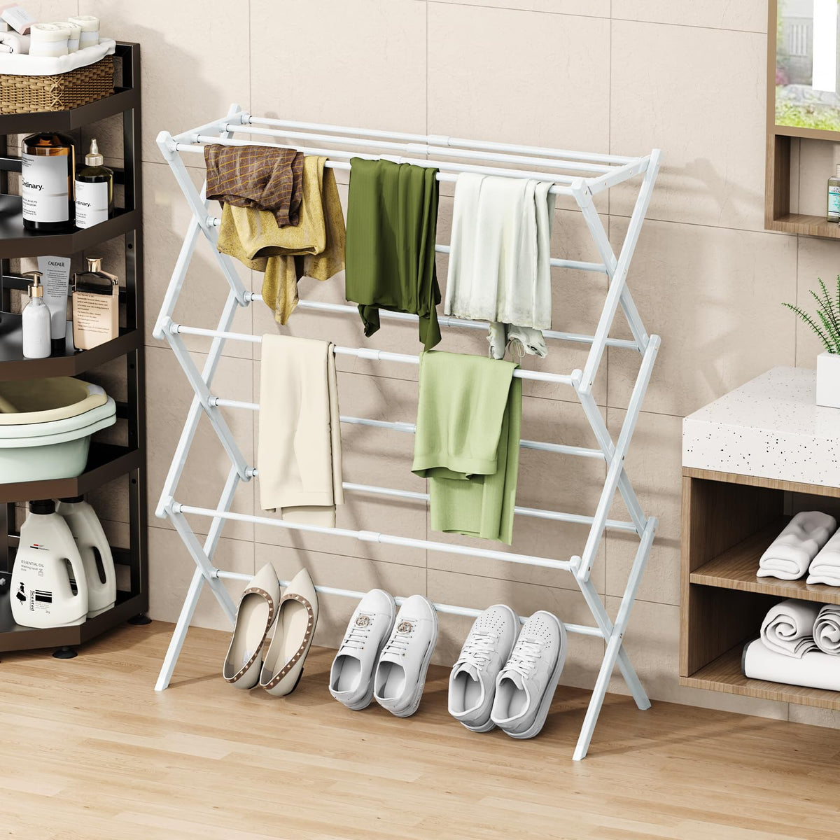 STARLATTA max-load 15lbs drying rack handling daily laundry efficiently.