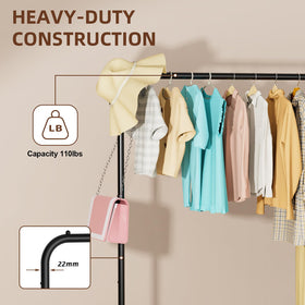 Starlatta rolling clothing rack with coats demonstrating hanging capacity