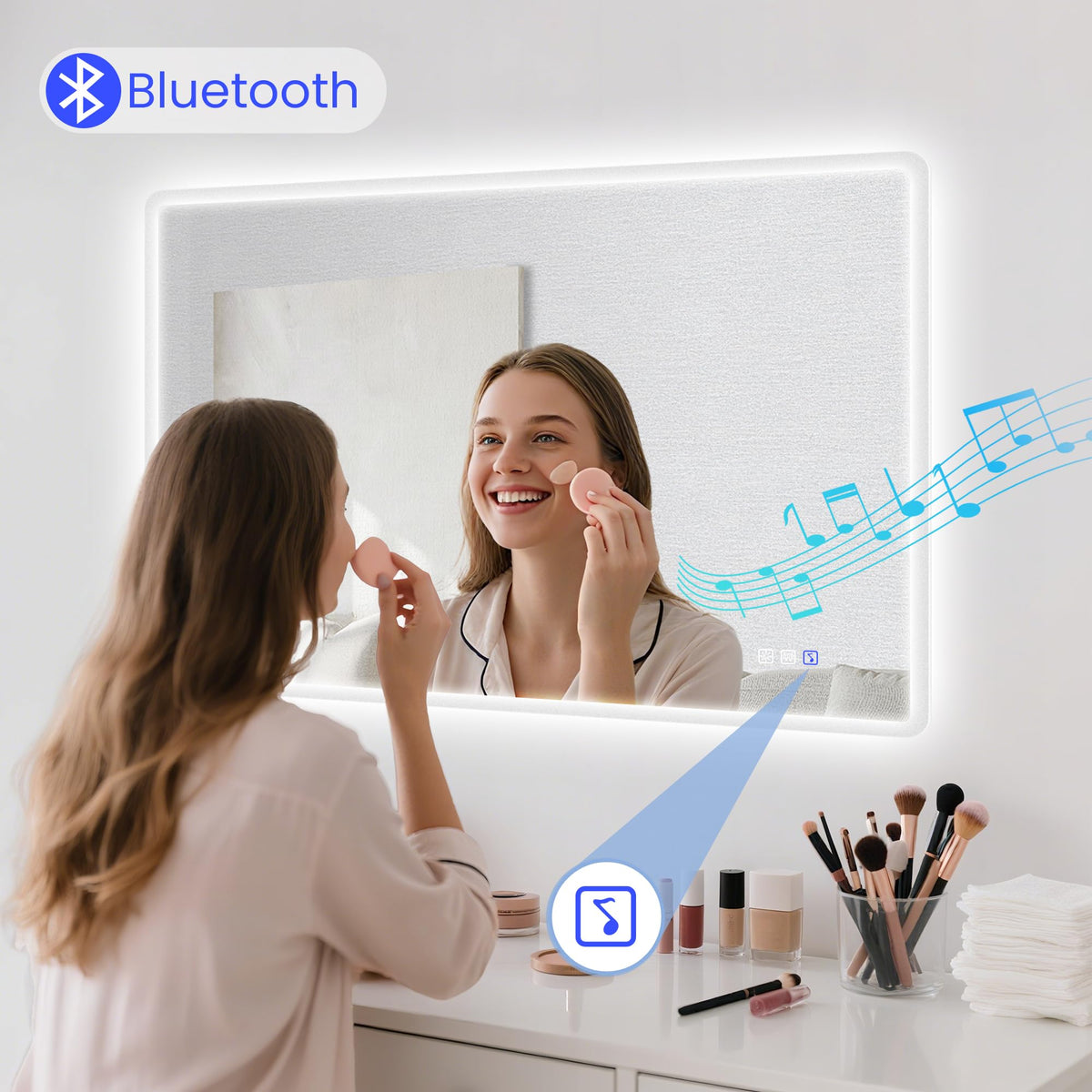 STARLEAD anti-fog bathroom mirror stays clear after hot showers.