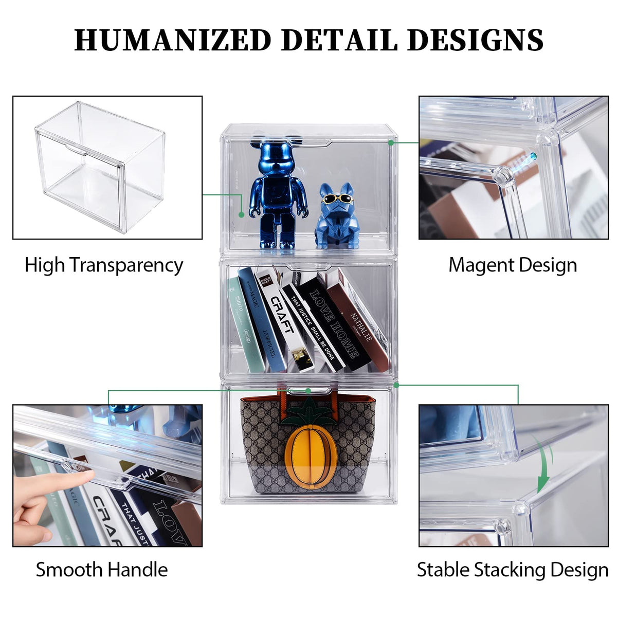 starogegc 3-pack clear purse storage edge detail and durable material