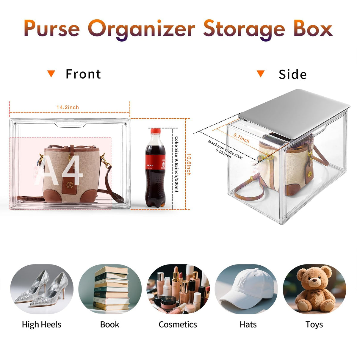 starogegc 3-pack clear purse storage stacked design demonstrating vertical closet organization