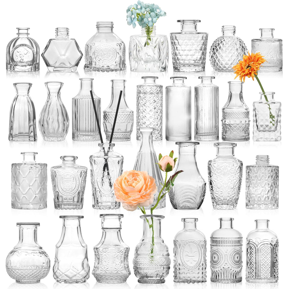 STARSIDE small bud vase with embossed pattern for elegant wedding centerpieces