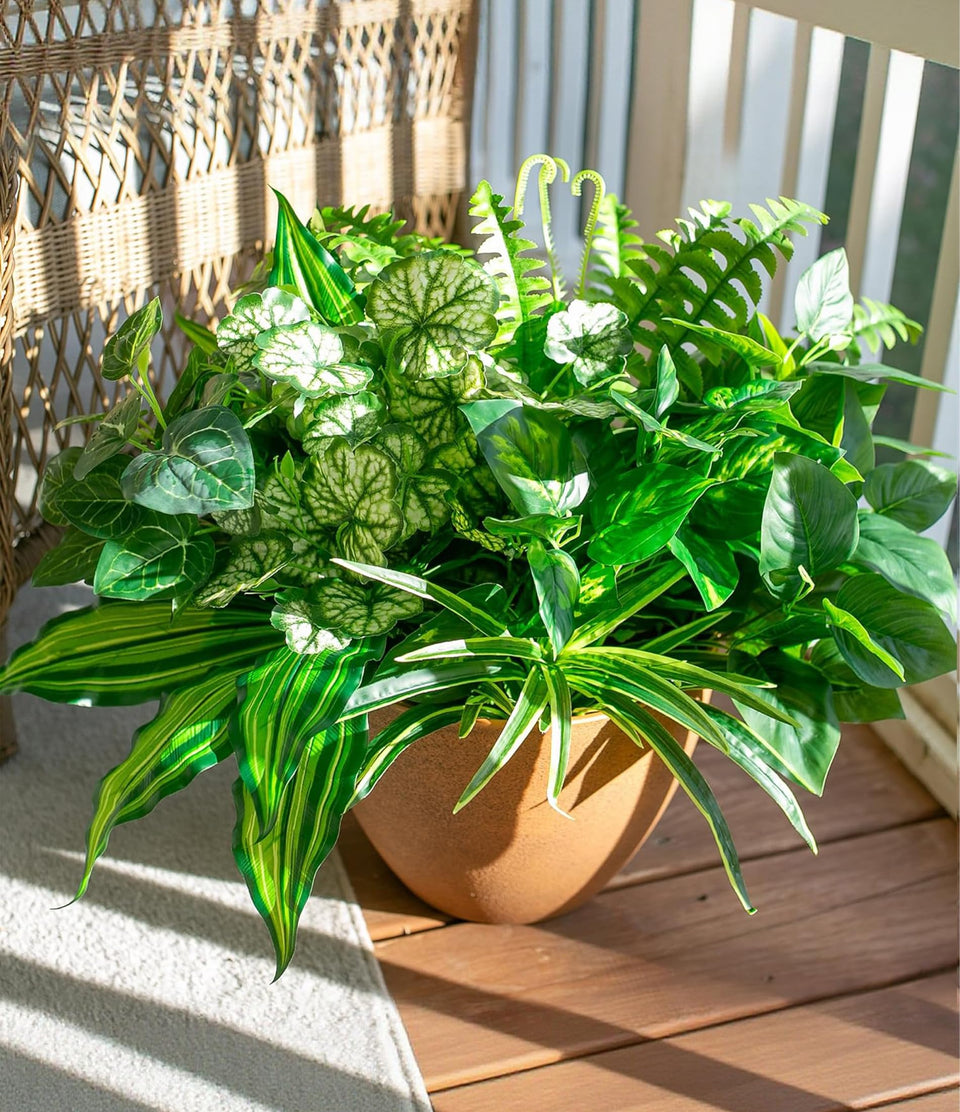 Starttag artificial greenery for front porch adds maintenance-free curb appeal.