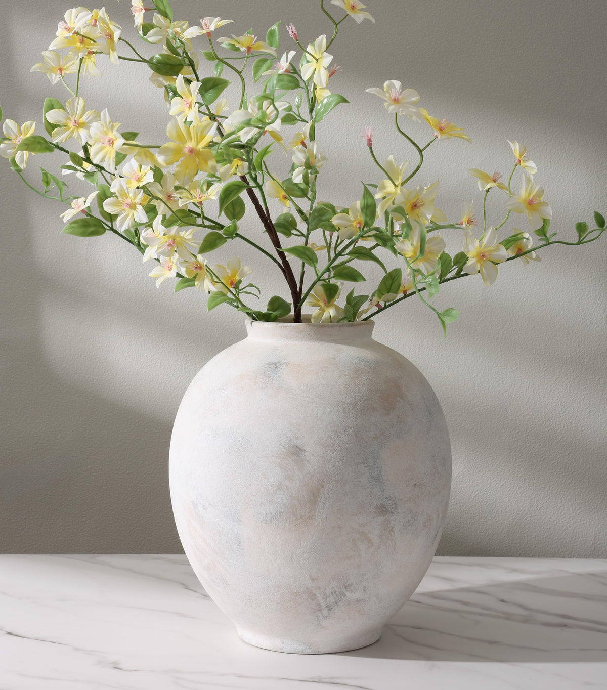 Starttag large ceramic vase with hourglass shape for rustic table decor and easy lifting