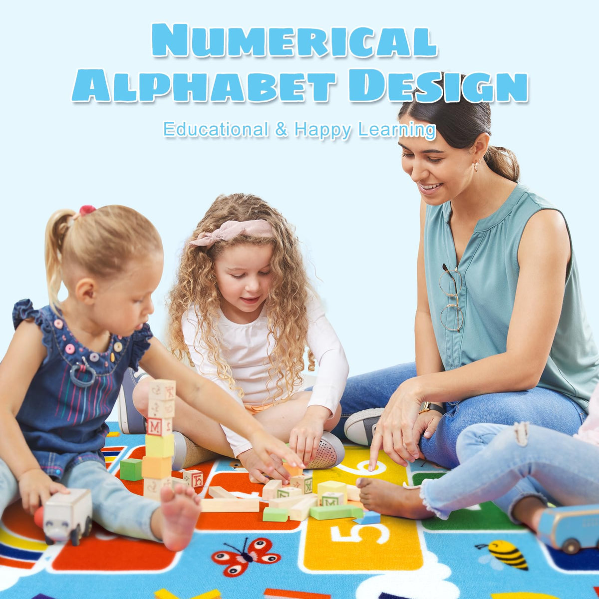 STARUIA ABC and numbers rug design supports learning through active play