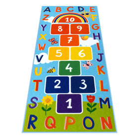 STARUIA washable hopscotch rug in Spring Sky design with ABC and numbers for playful learning