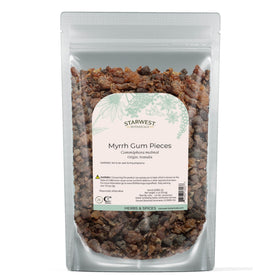 Starwest Botanicals Myrrh gum pieces pack for crafts and incense, fragrant and resinous.