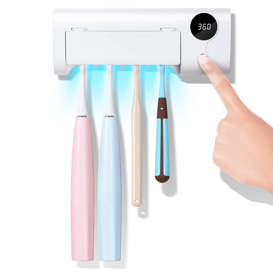 StarWin UV toothbrush holder front view shows four-slot organization for families.