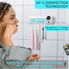 StarWin UV toothbrush holder rechargeable battery enables cordless use.