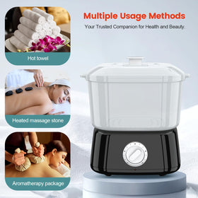 StateRiver warmer holds six towels or twelve facecloths for efficient service.