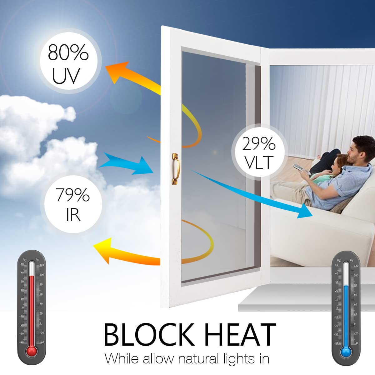 STATINT Reflective Window Film on office window reduces heat and preserves interior colors