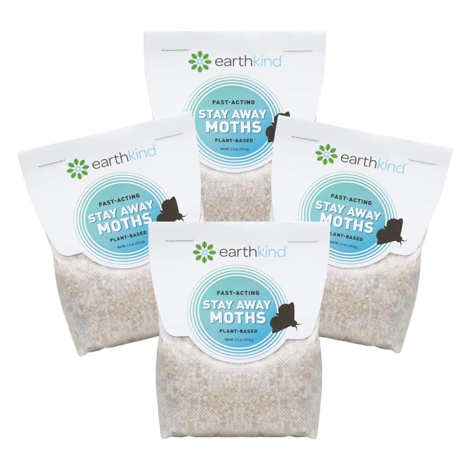 Stay Away EarthKind Moths 4-pack packaging showcases natural pest deterrence