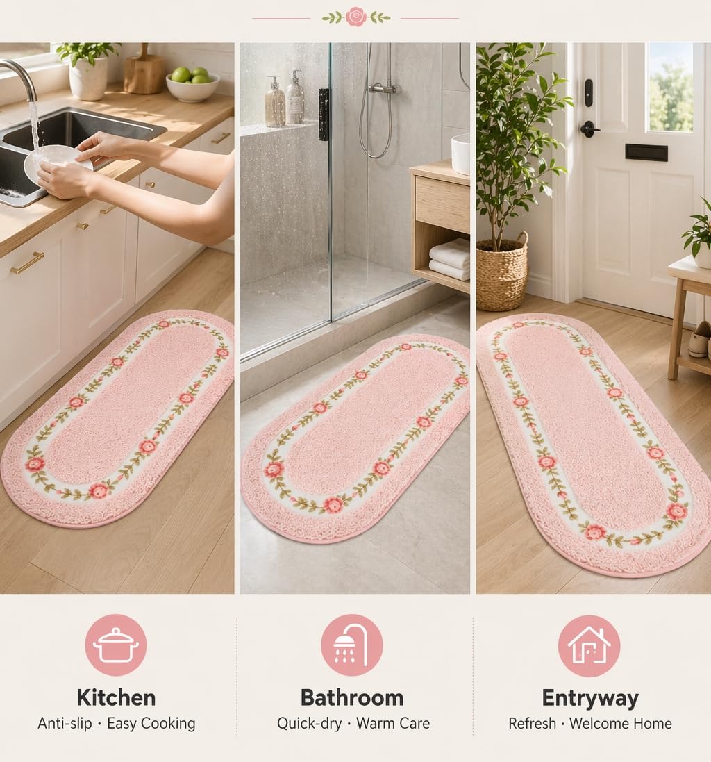 Stay Young floral bedroom rug elevates decor with subtle texture.