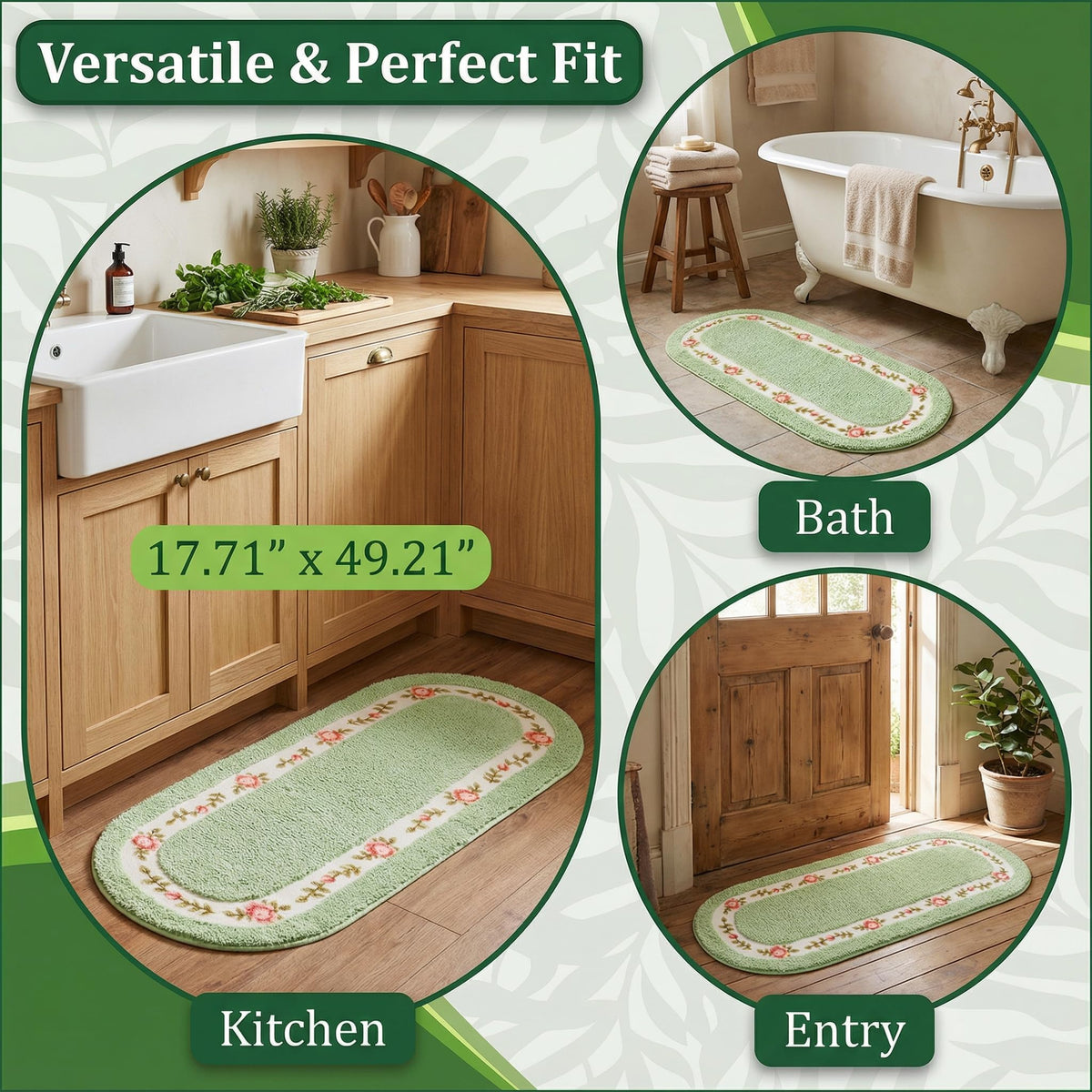 Stay Young Rose Area Rug entryway image emphasizes inviting pattern and durability