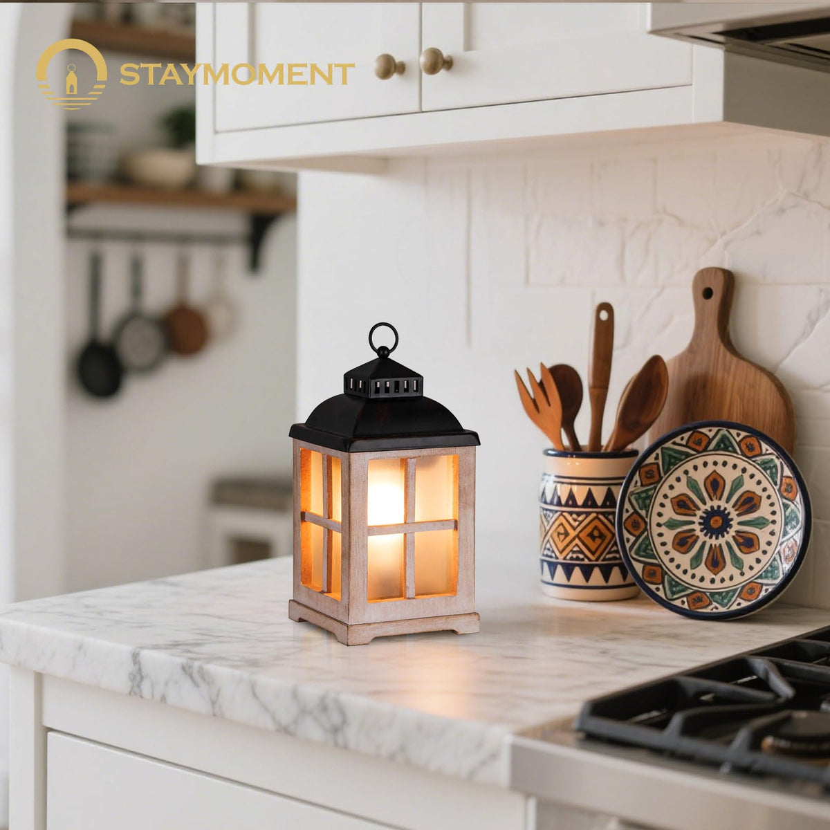 Staymoment farmhouse-decor wax warmer fits living room and bedroom.