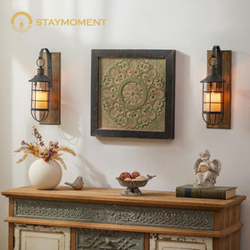 Staymoment wall lantern metal frame adds rustic charm to porch