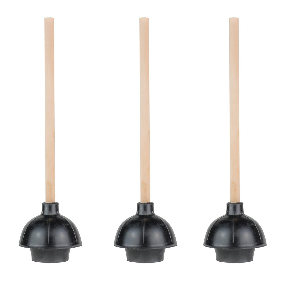 SteadMax rubber toilet plunger with double-thrust cup for strong clog sealing.
