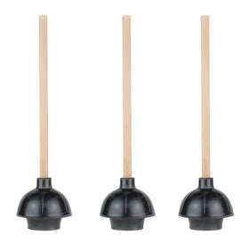 SteadMax rubber toilet plunger with double-thrust cup for strong clog sealing.