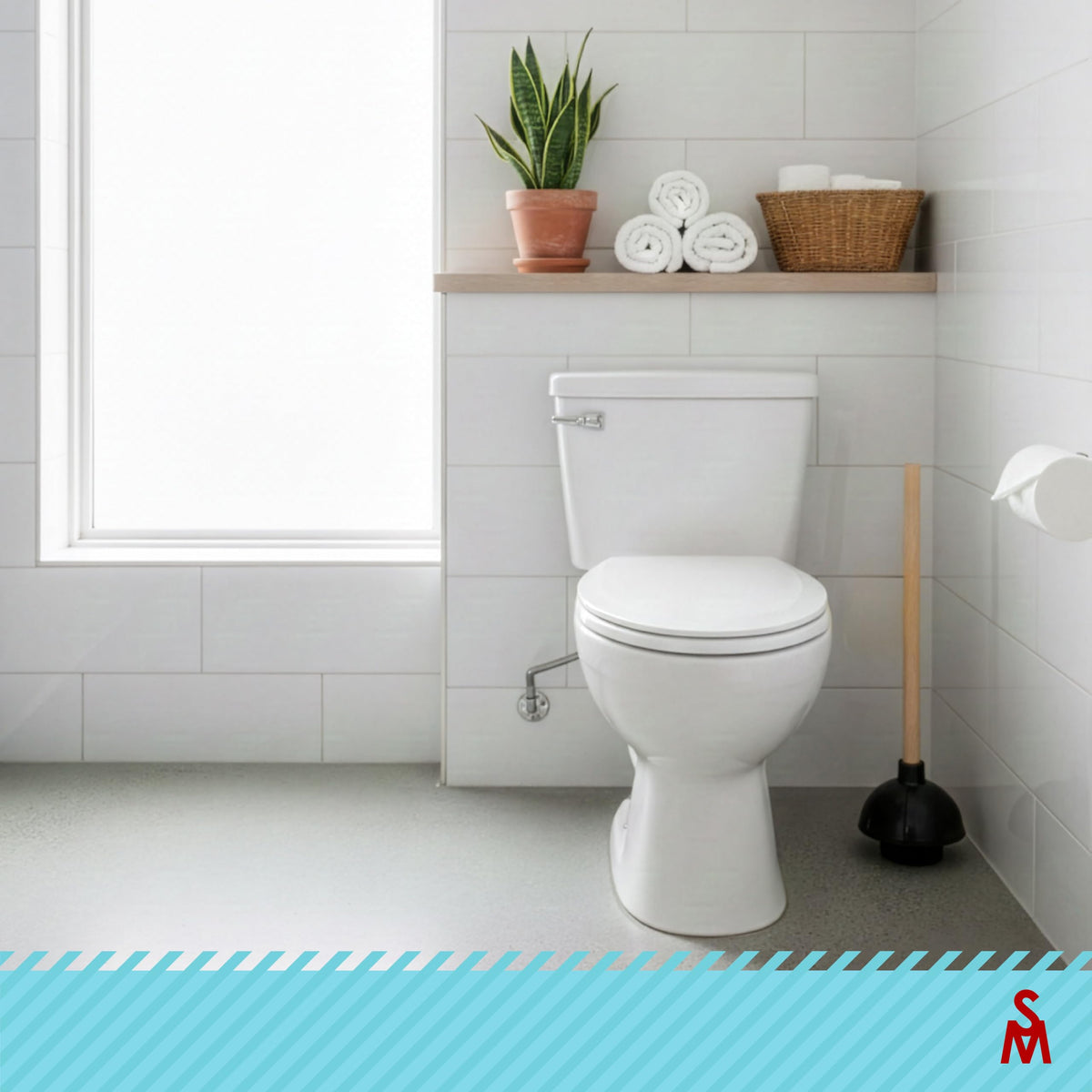 SteadMax storage ready plunger kept in a utility closet for quick access