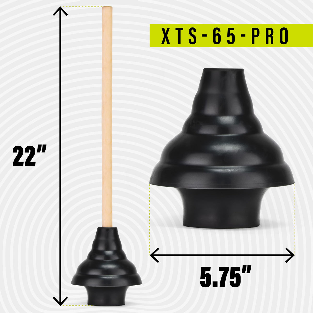 SteadMax XTS-65-PRO multi-purpose plunger seals toilets, showers, and sinks effectively