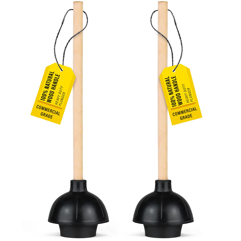 SteadMax XTS-65 heavy-duty plunger with rubber cup clearing a toilet.