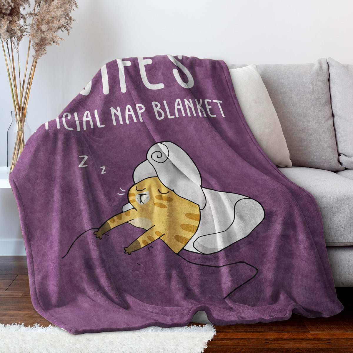SteadStyle 50x60 inch purple blanket demonstrates generous size for shared moments.