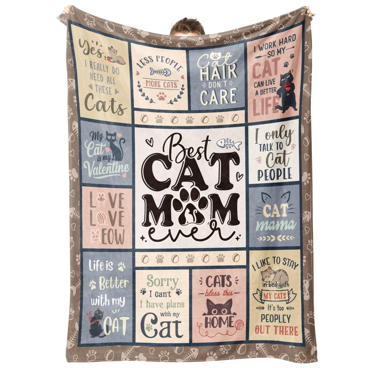 SteadStyle Cat Mom Gift blanket front design for cozy lounging and gifting.