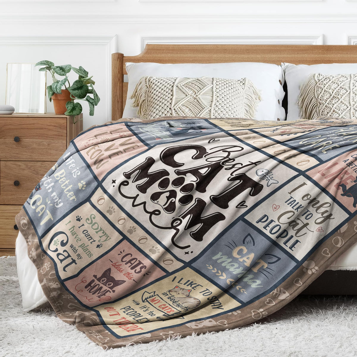 SteadStyle Cat Mom Gift blanket gift-ready packaging for special occasions.