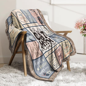 SteadStyle Cat Mom Gift blanket lounging with cat for daily comfort.