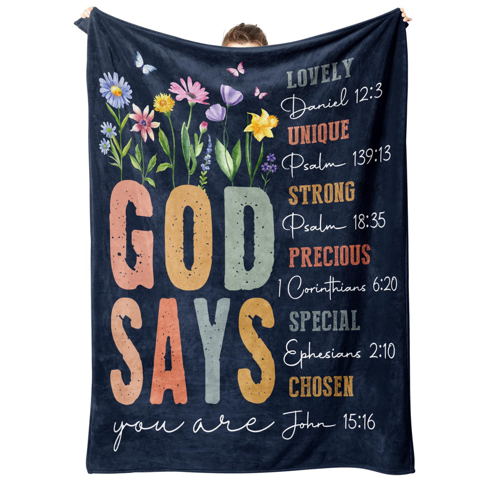 SteadStyle Christian blanket with blue floral pattern for daily inspiration