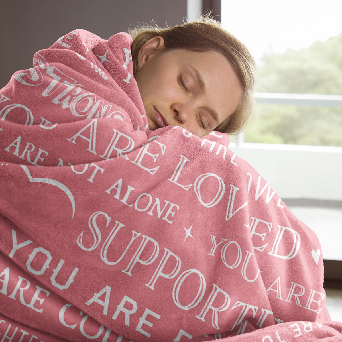 SteadStyle comfortable blanket held as a caring gesture for a friend.