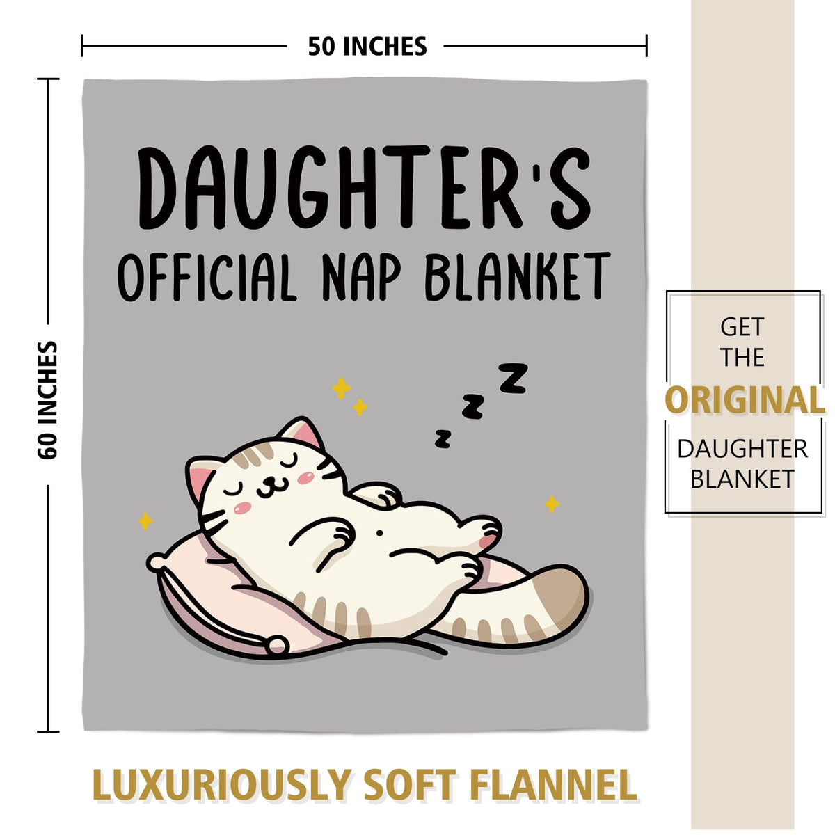 SteadStyle Daughter Blanket with sleepy cat design for comforting movie nights