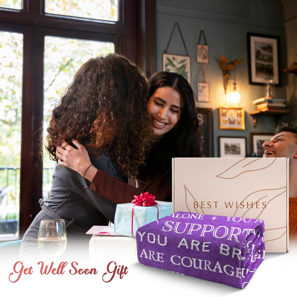 SteadStyle Get Well Blanket inspirational words detail for motivation.