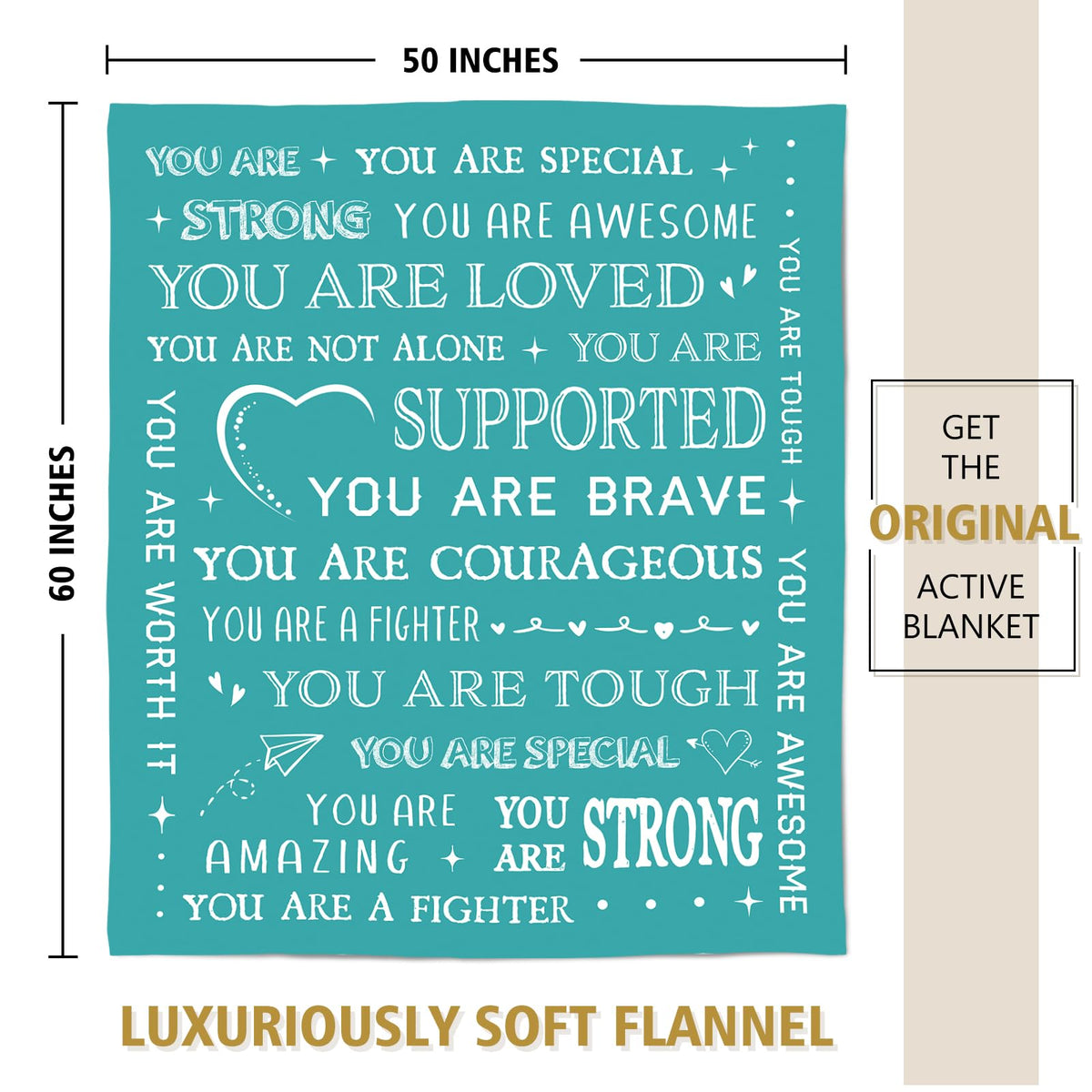 SteadStyle inspirational blanket with encouraging words for loved ones.