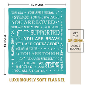 SteadStyle inspirational blanket with encouraging words for loved ones.