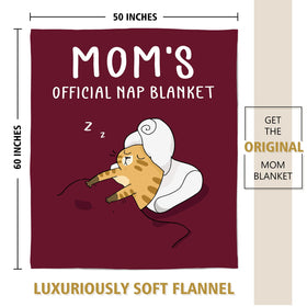 SteadStyle blanket features a humorous Mom’s Official Nap caption for relaxation.