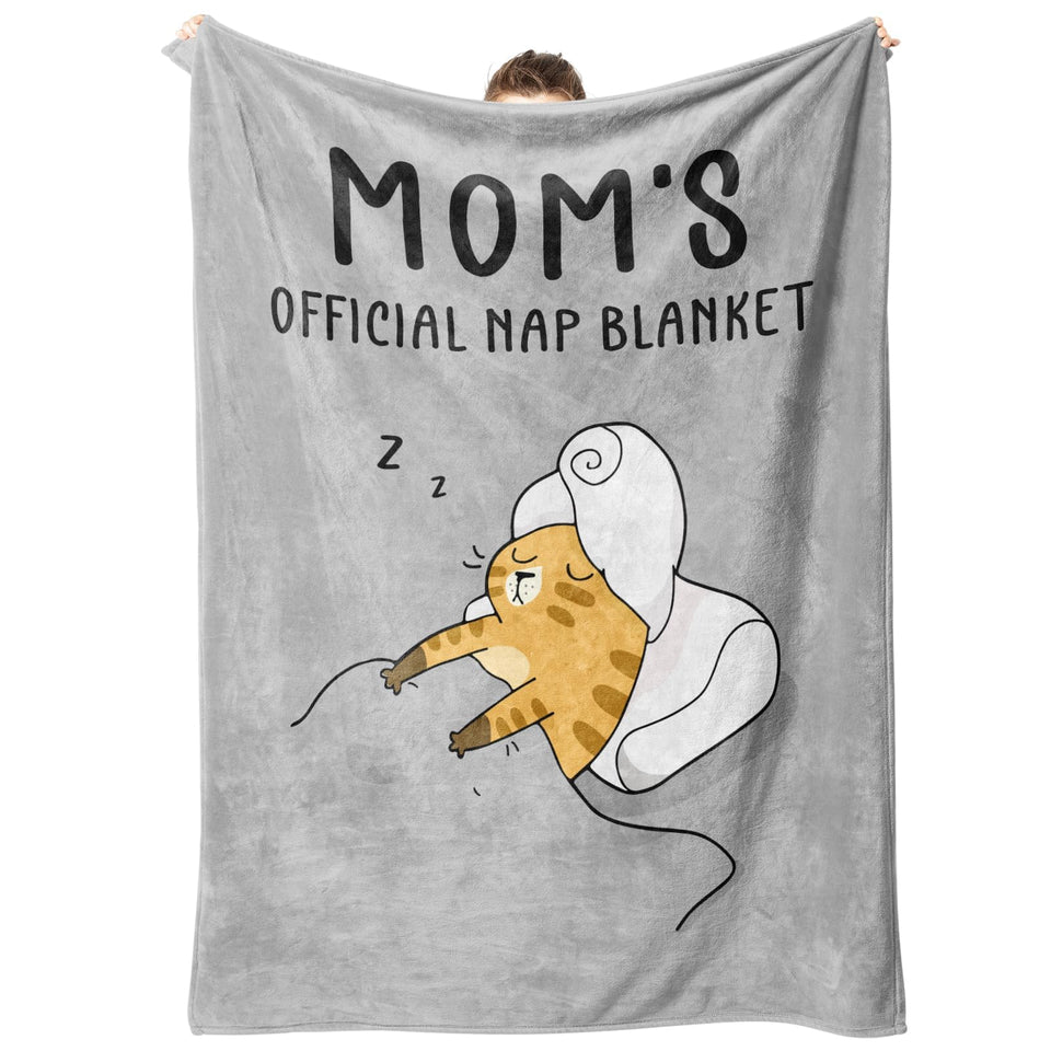 SteadStyle mom nap blanket with sleeping-cat illustration for cozy naps.