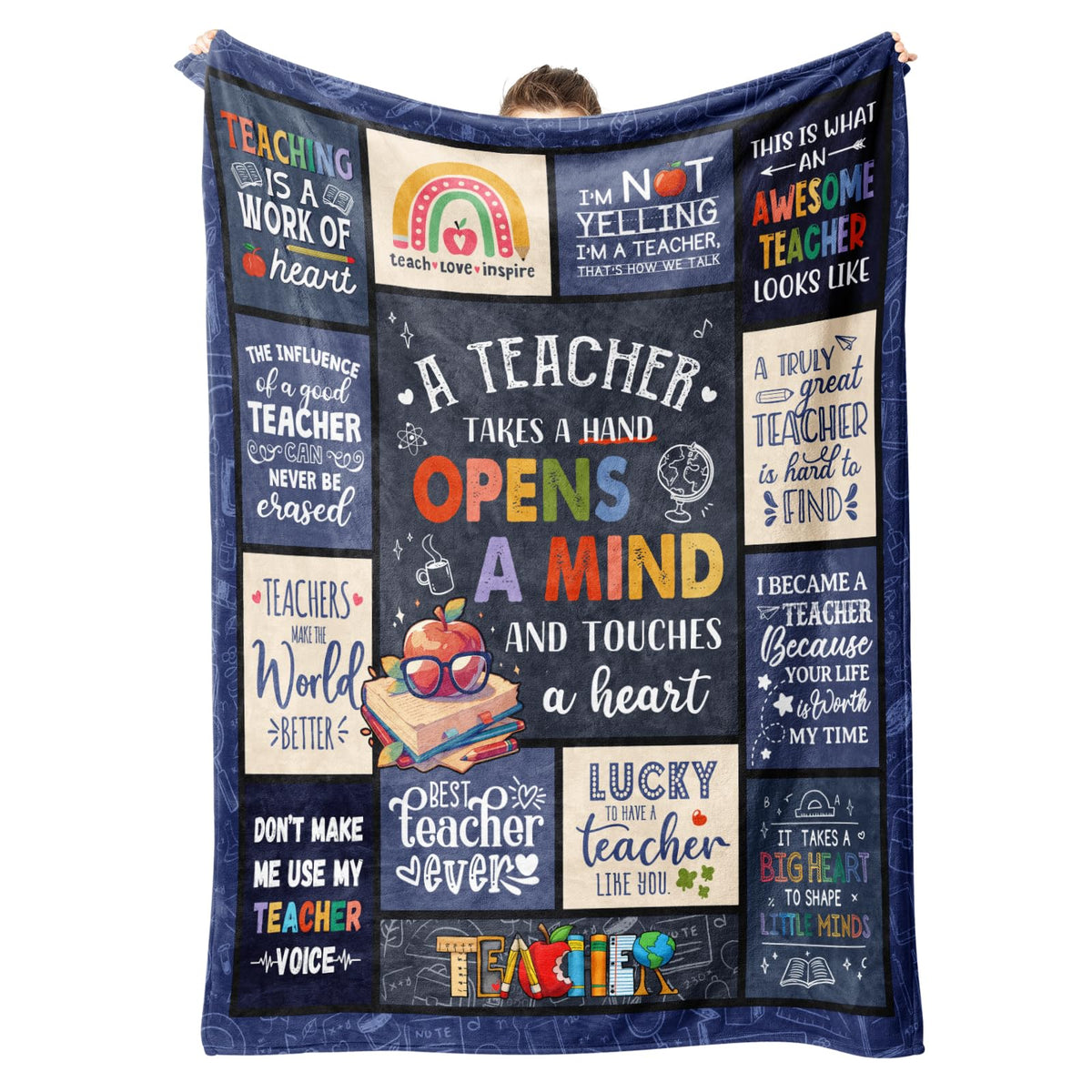 SteadStyle teacher gift blanket with inspirational phrases for classrooms or home